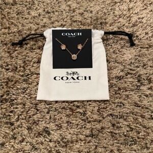 Coach Rose Gold earring and necklace set